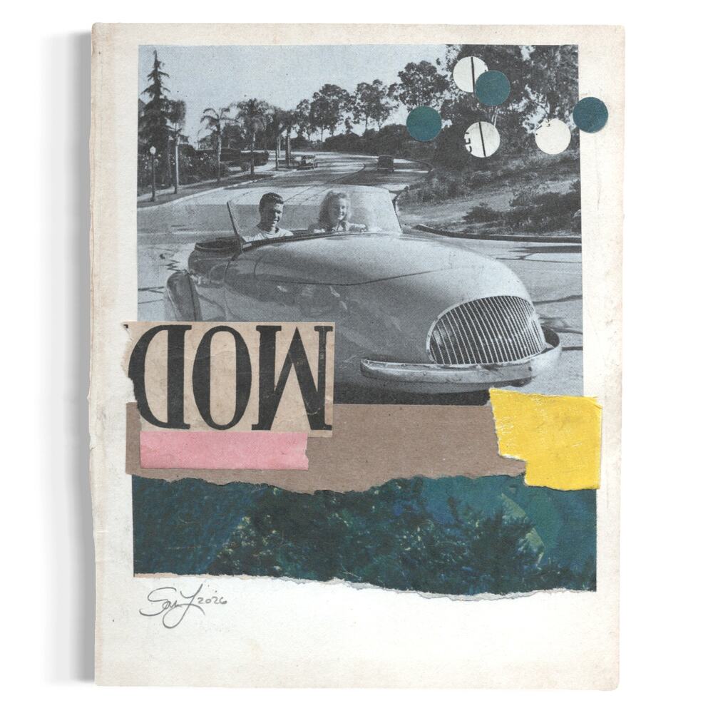 Original Mixed Media Modern Art Collage "Indign" 5.25x6.75" Signed